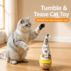 Beech Wood Wobble Cat Toy with Feather and Twist Designs