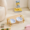 Ceramic Double Bowl Slow Feeder Set for Pets