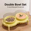 Elevated Ceramic Double Bowl Stand for Cats & Dogs