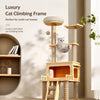 Cat Tree with Scratching Post, Enclosed Cat House & Platforms