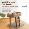 Low-Profile Cat Tree with Sisal Scratcher and Cat Bed