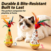 Beech Wood Wobble Cat Toy with Feather and Twist Designs
