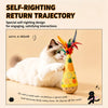 Beech Wood Wobble Cat Toy with Feather and Twist Designs