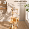 Cat Tree with Scratching Post, Enclosed Cat House & Platforms