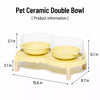 Elevated Ceramic Double Bowl Stand for Cats & Dogs