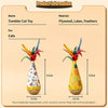 Beech Wood Wobble Cat Toy with Feather and Twist Designs