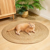 Round Woven Cattail Grass Cat Scratcher Mat