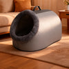 Enclosed Plush Pet Bed with Carry Handle for Cats and Small Dogs