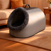 Enclosed Plush Pet Bed with Carry Handle for Cats and Small Dogs