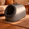 Enclosed Plush Pet Bed with Carry Handle for Cats and Small Dogs
