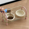 Ceramic Double Bowl Slow Feeder Set for Pets