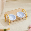 Ceramic Double Bowl Slow Feeder Set for Pets