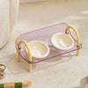 Ceramic Double Bowl Slow Feeder Set for Pets