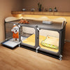 Indoor Iron Dog Crate for Small Dogs with Separate Toilet Area