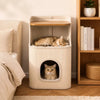 Two-Level Square Sisal Cat Scratching Barrel with Cat Bed