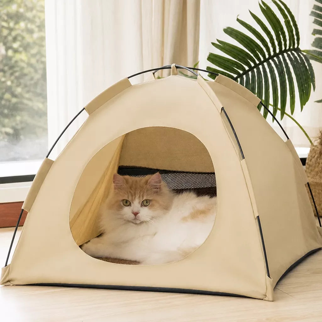 Enclosed Portable Pet Tent Bed for Cats and Small Dogs