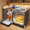 Indoor Iron Dog Crate for Small Dogs with Separate Toilet Area