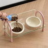 Ceramic Double Bowl Slow Feeder Set for Pets