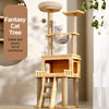 Cat Tree with Scratching Post, Enclosed Cat House & Platforms