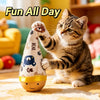 Beech Wood Wobble Cat Toy with Feather and Twist Designs