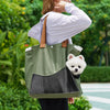 Canvas Pet Carrier Shoulder Bag with Mesh Panels