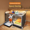 Indoor Iron Dog Crate for Small Dogs with Separate Toilet Area
