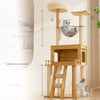 Cat Tree with Scratching Post, Enclosed Cat House & Platforms