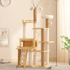 Cat Tree with Scratching Post, Enclosed Cat House & Platforms