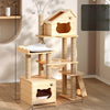 Cat Tree with Scratching Post, Enclosed Cat House & Platforms