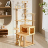 Cat Tree with Scratching Post, Enclosed Cat House & Platforms