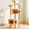Cat Tree with Scratching Post, Enclosed Cat House & Platforms