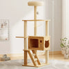 Cat Tree with Scratching Post, Enclosed Cat House & Platforms
