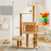 Cat Tree with Scratching Post, Enclosed Cat House & Platforms